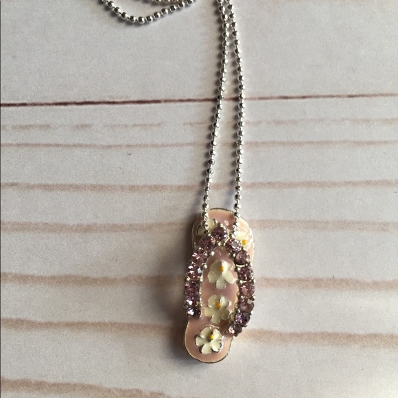 Silver With Pink Crystal Necklace - Picture 2 of 6